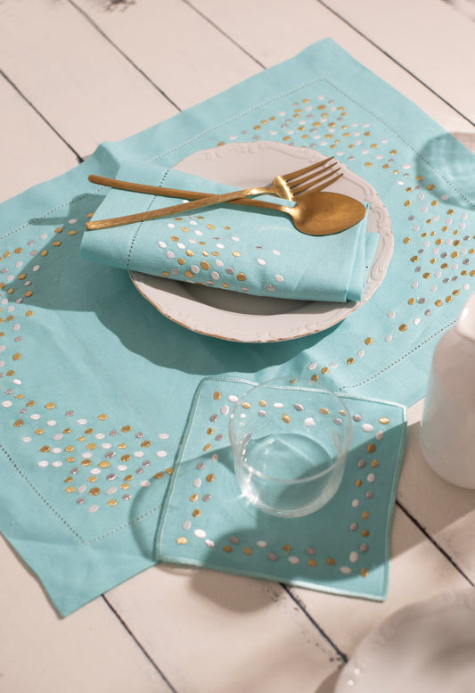 Pure Linen Turquoise Pebble Collection - LEA Home Stories International