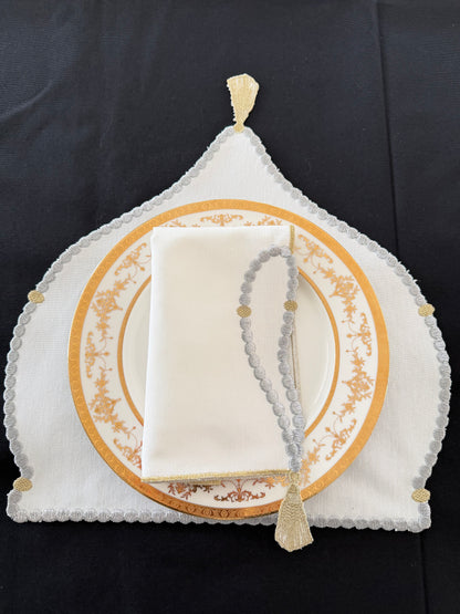 Ramadan Crescent Tassel Round Set – 4 Placemats & 4 Napkins
