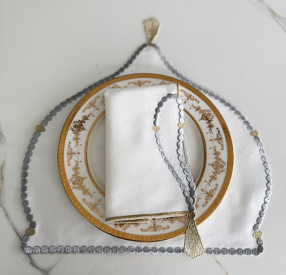 Ramadan Crescent Tassel Round Set – 4 Placemats & 4 Napkins