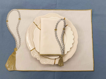 Ramadan Crescent Tassel Set – 4 Placemats & 4 Napkins