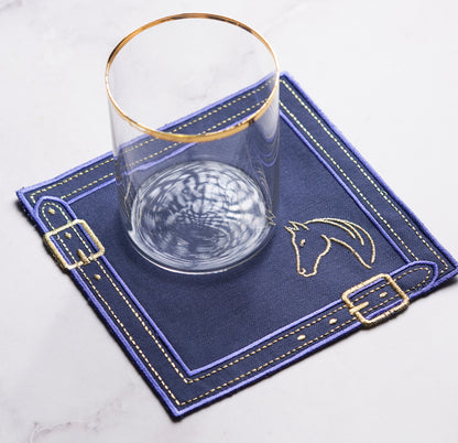 Cheval d'Or Navy Cocktail Napkin Set of 2