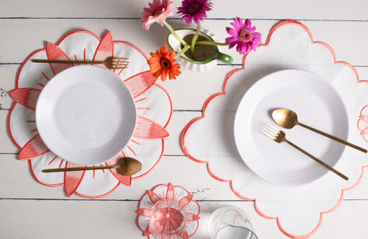 ROSA COLLECTION SET OF; PLACEMAT, NAPKIN, COASTER