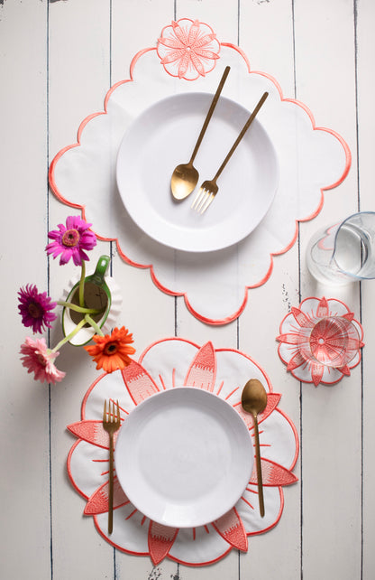 ROSA COLLECTION SET OF; PLACEMAT, NAPKIN, COASTER