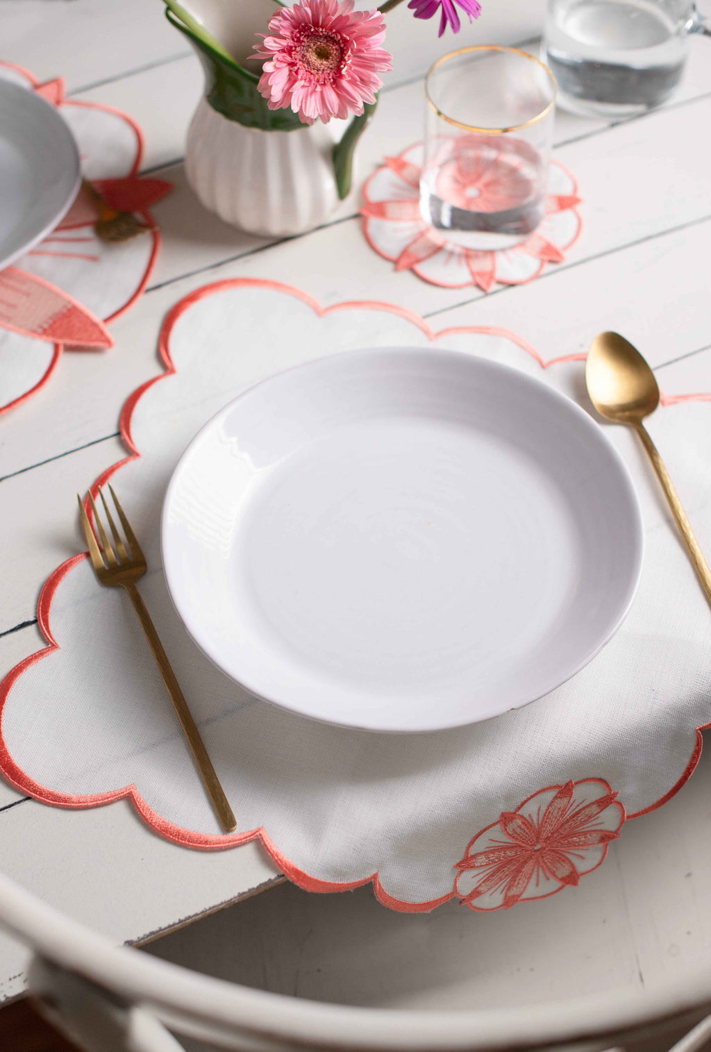PEONY COLLECTION SET OF; PLACEMAT, NAPKIN, COASTER