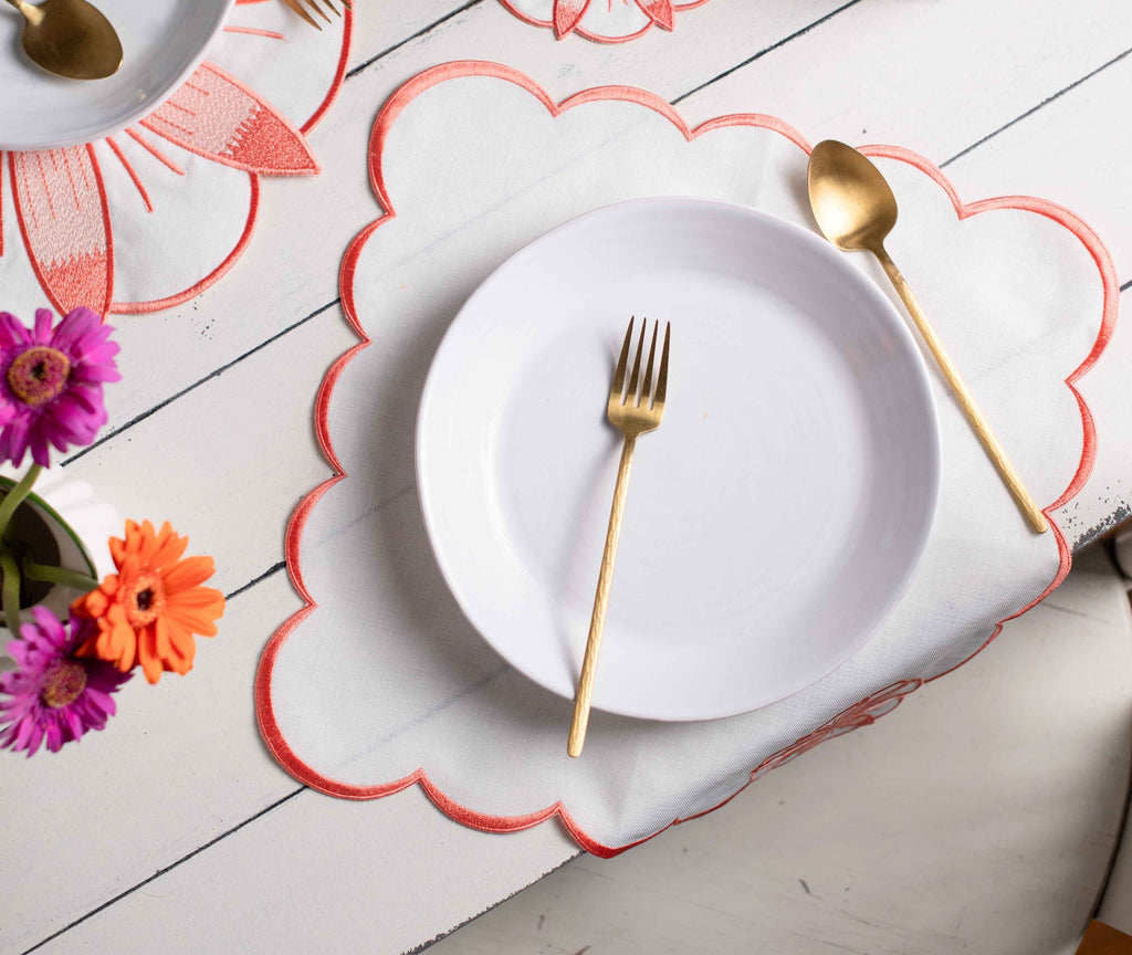 PEONY COLLECTION SET OF; PLACEMAT, NAPKIN, COASTER