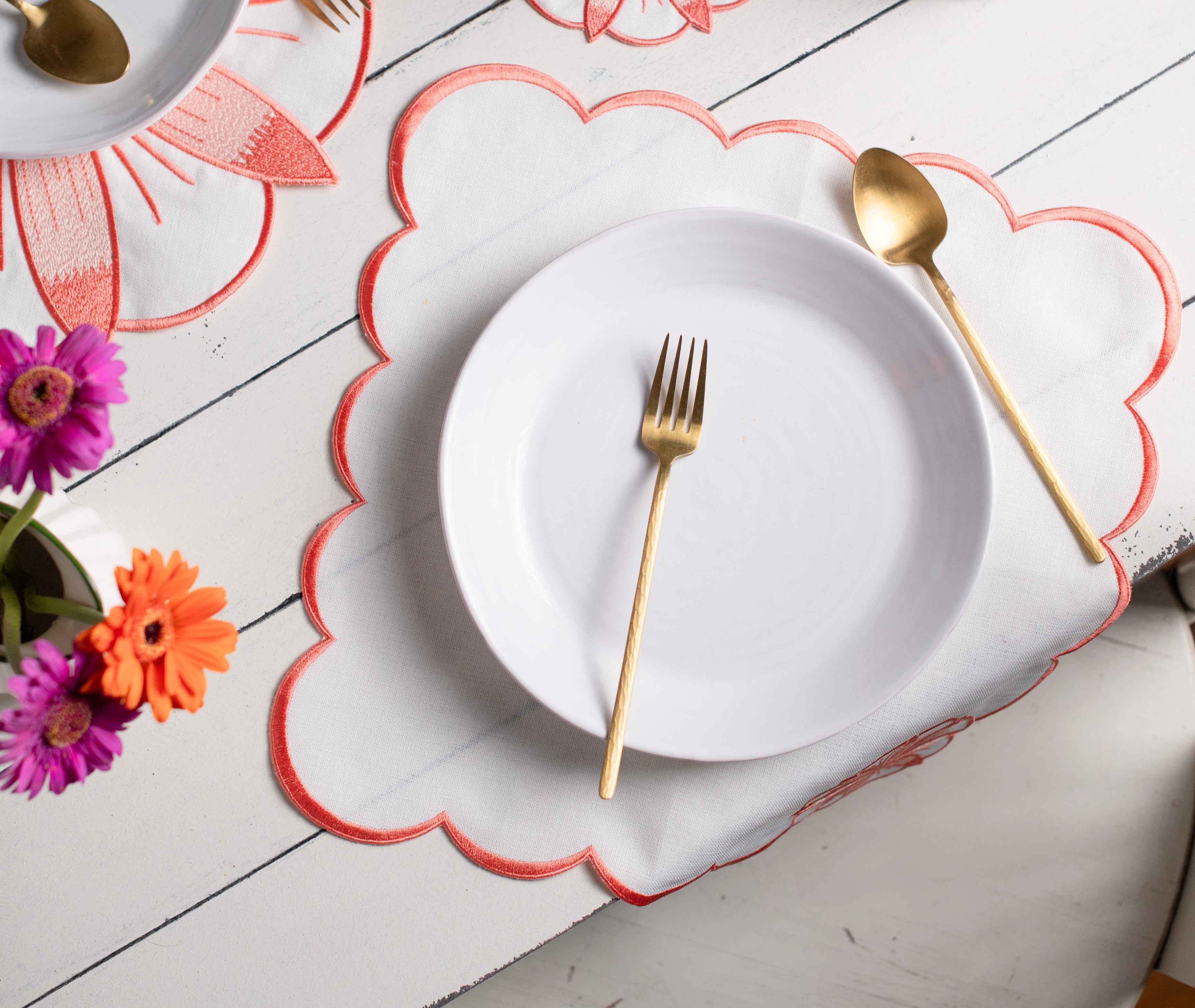 PEONY COLLECTION SET OF; PLACEMAT, NAPKIN, COASTER