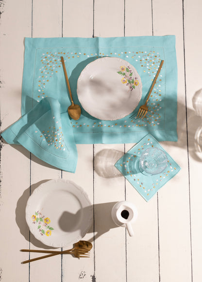 Pure Linen Turquoise Pebble Collection