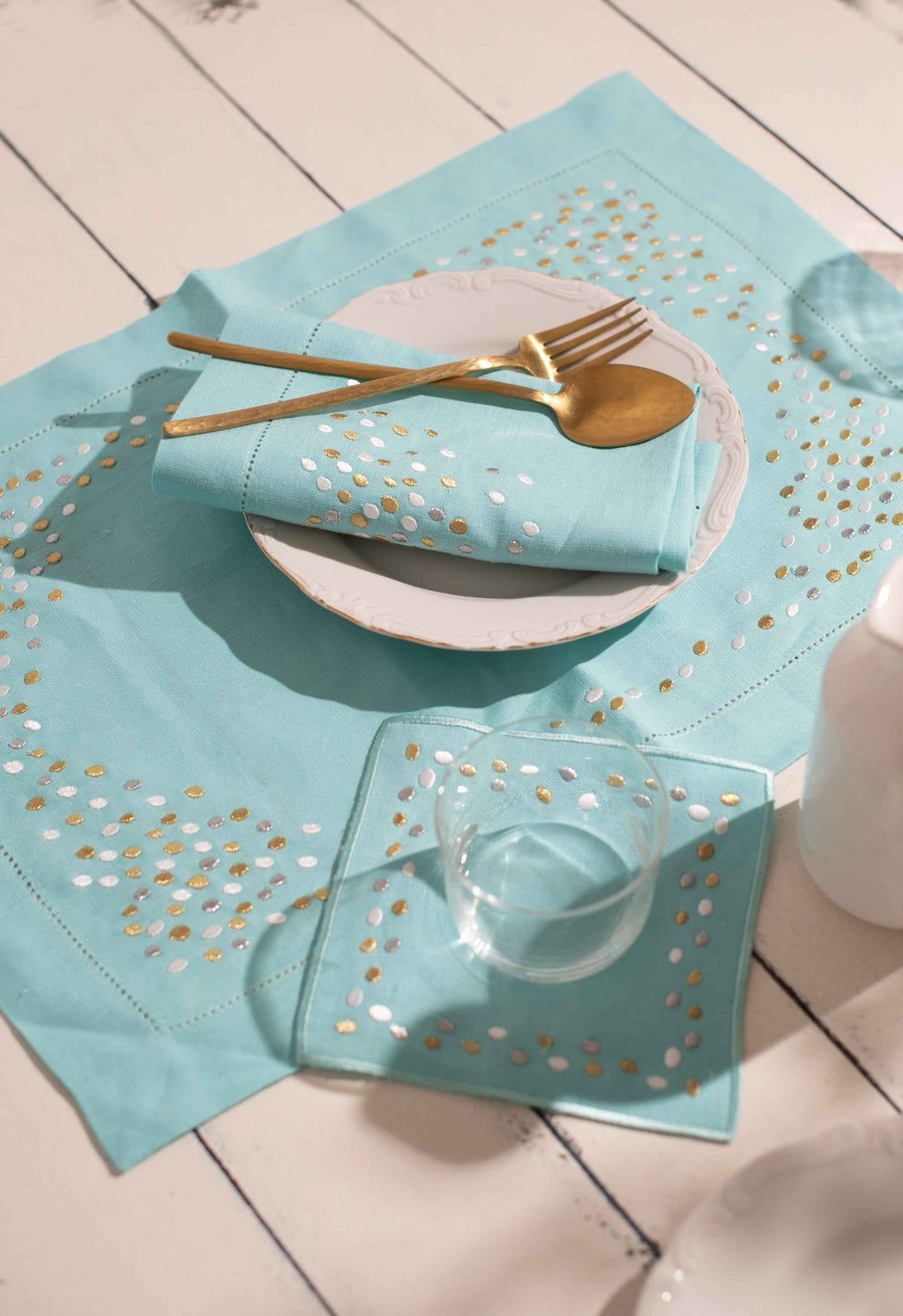 Pure Linen Turquoise Pebble Collection