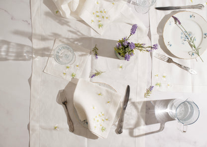 Pure Linen Green Garden Collection  Set of 2 (2 Placemat , 2 Napkins, 2 cocktail napkins)