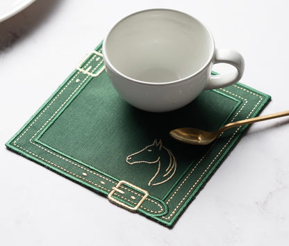 Cheval d'Or Green Cocktail Napkin Set of 2