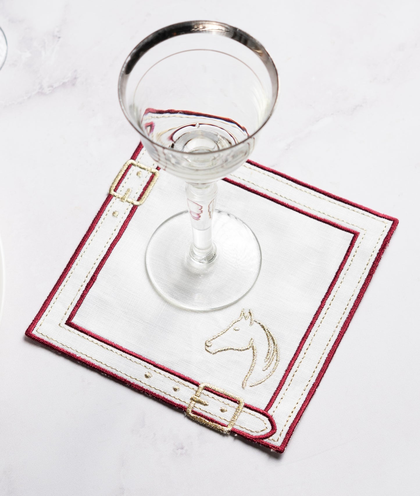Pure Linen Cheval d'Or Cocktail Napkin Set of 2
