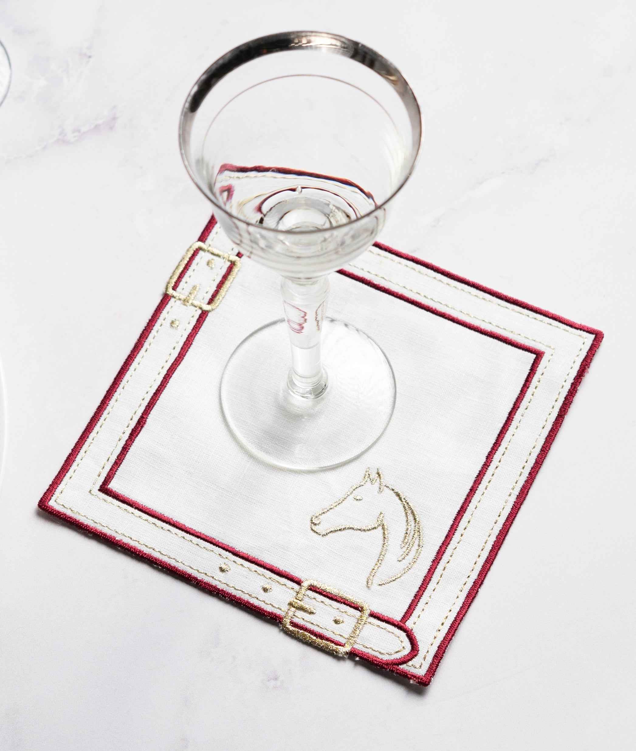 Pure Linen Cheval d'Or Cocktail Napkin Set of 2