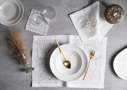 Pure Linen Pebble Collection  Set of 2 (2 Placemat , 2 Napkins, 2 cocktail napkins) - LEA Home Stories International