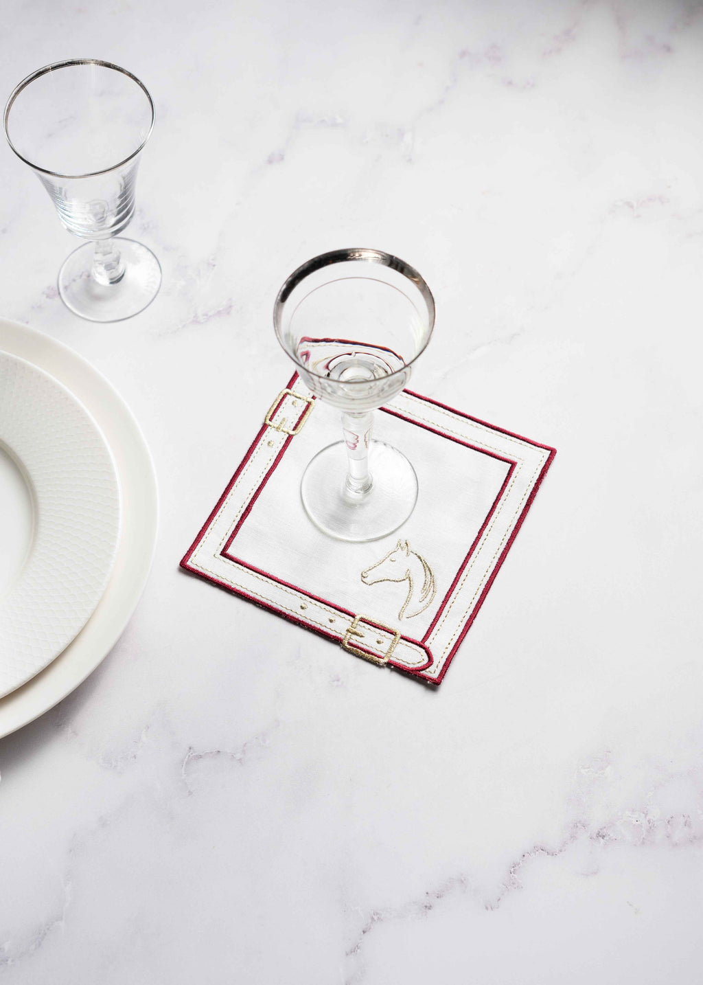 Pure Linen Cheval d'Or Cocktail Napkin Set of 2