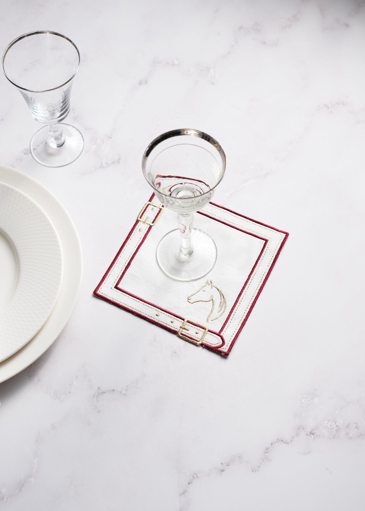 Pure Linen Cheval d'Or Cocktail Napkin Set of 2