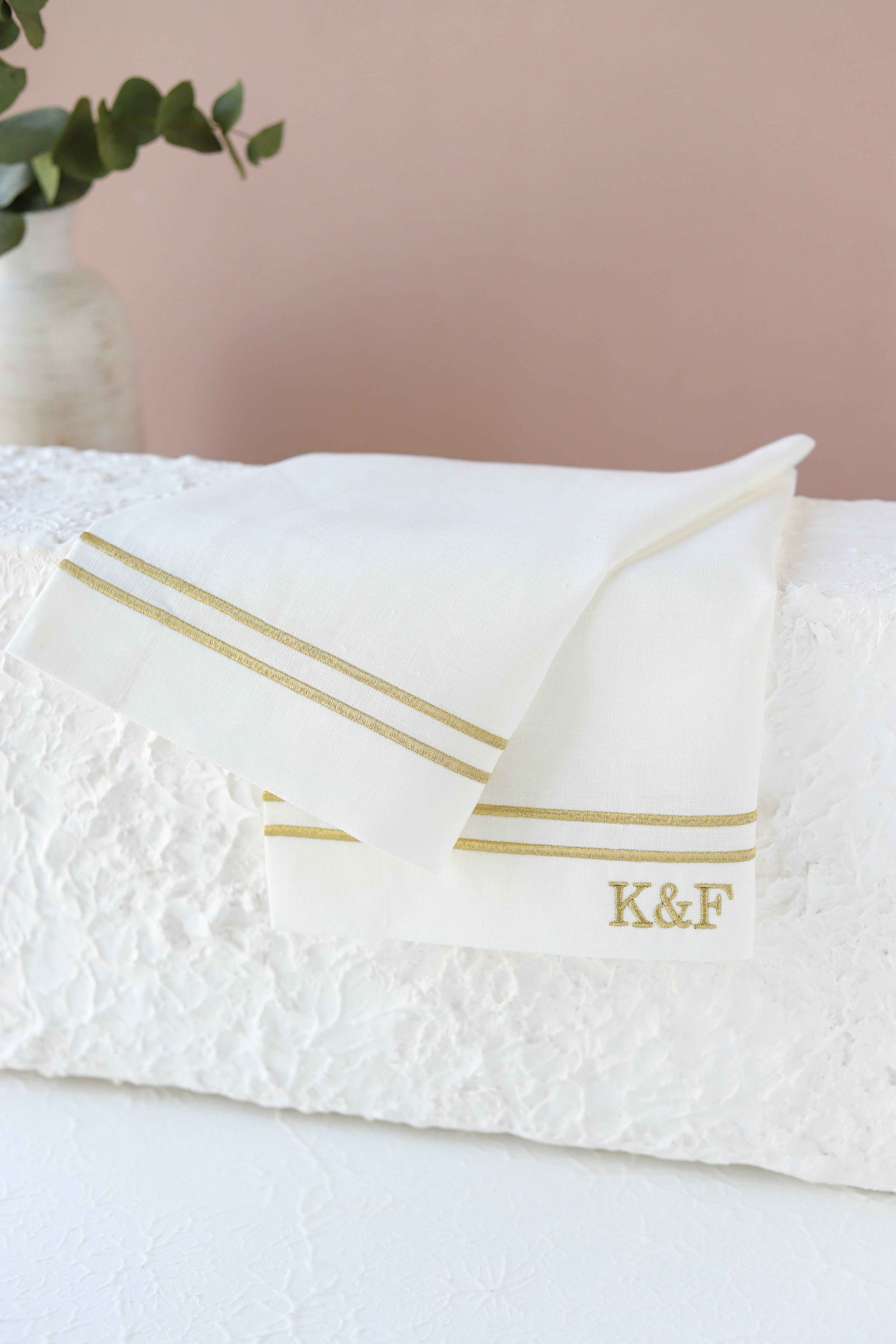Monogram Organic Pure Linen Hand Towel