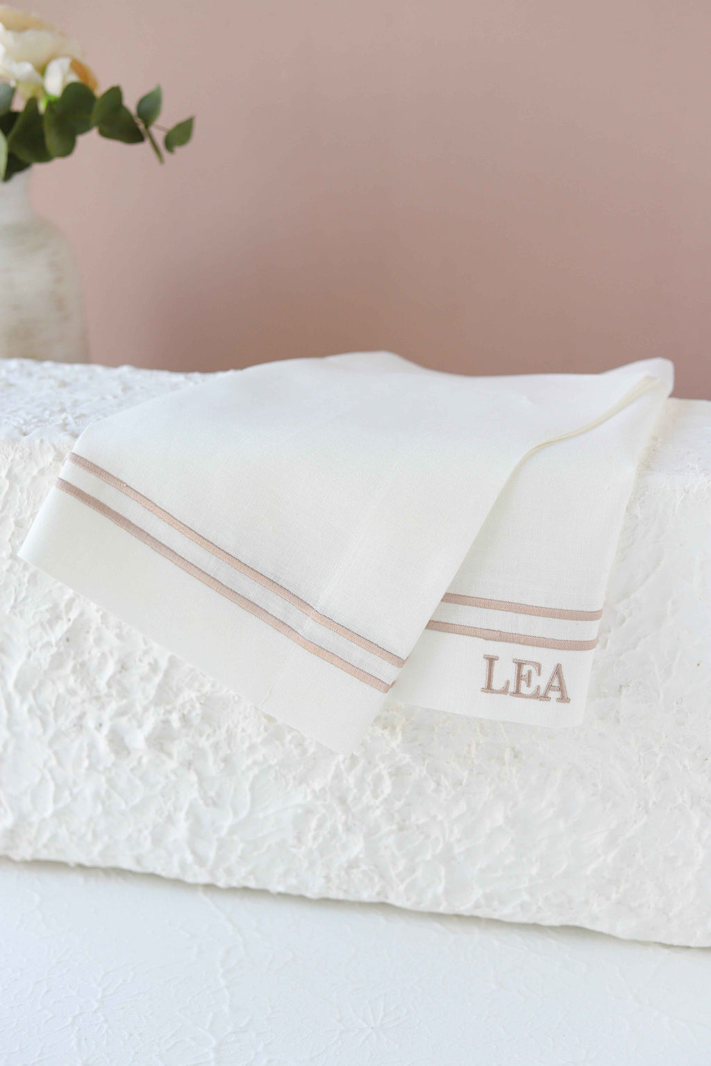 Monogram Organic Pure Linen Hand Towel