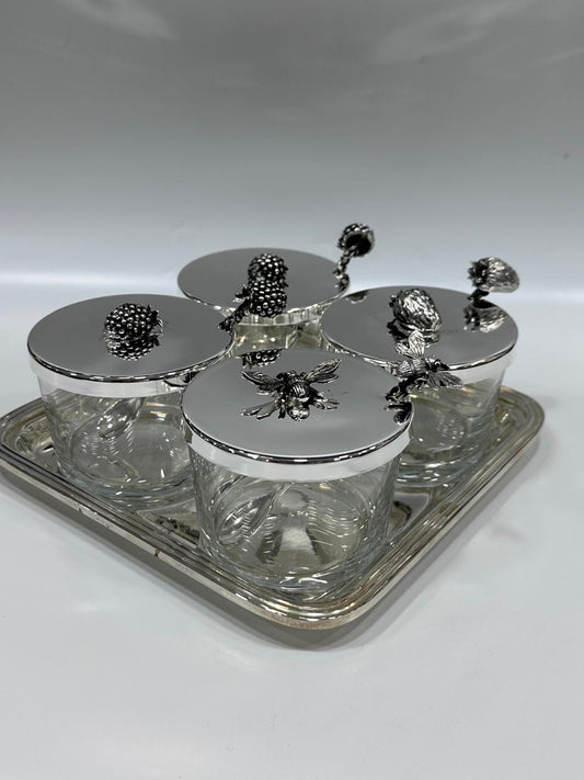 Silver Plated Set of Jam and Honey Bowl