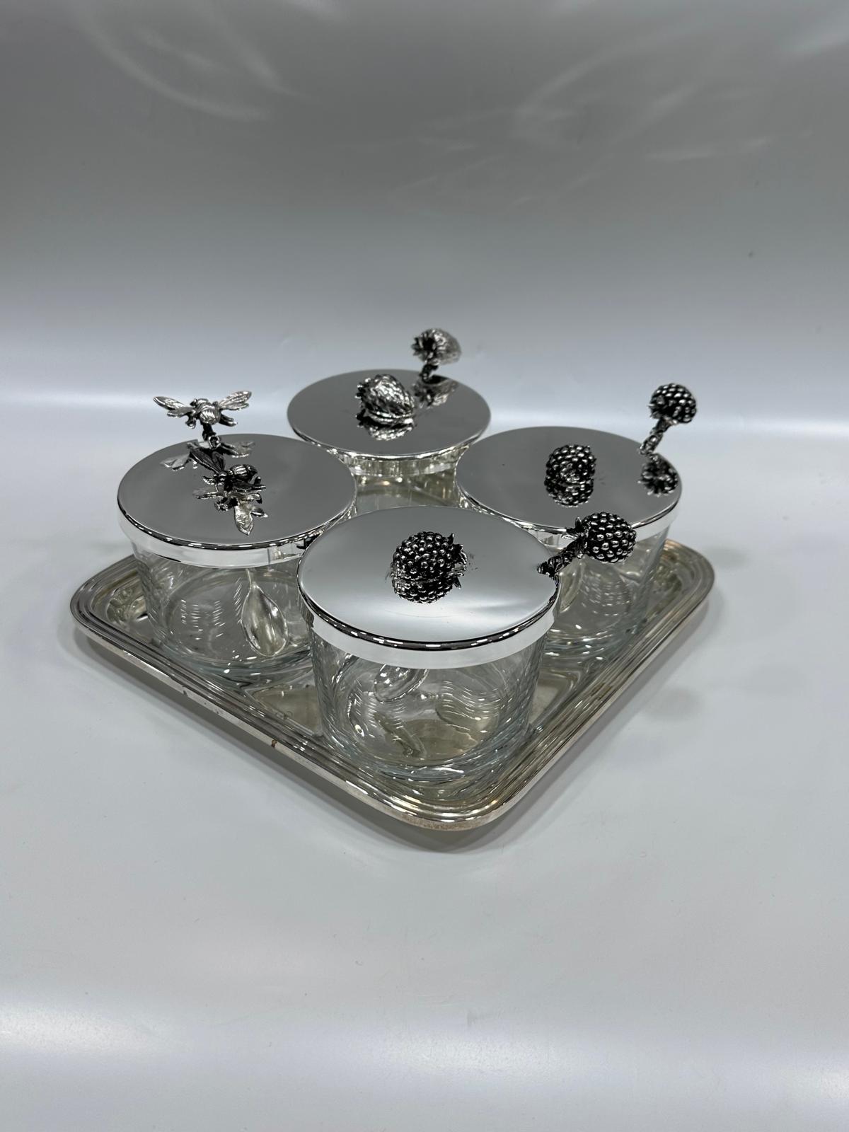 Silver Plated Set of Jam and Honey Bowl