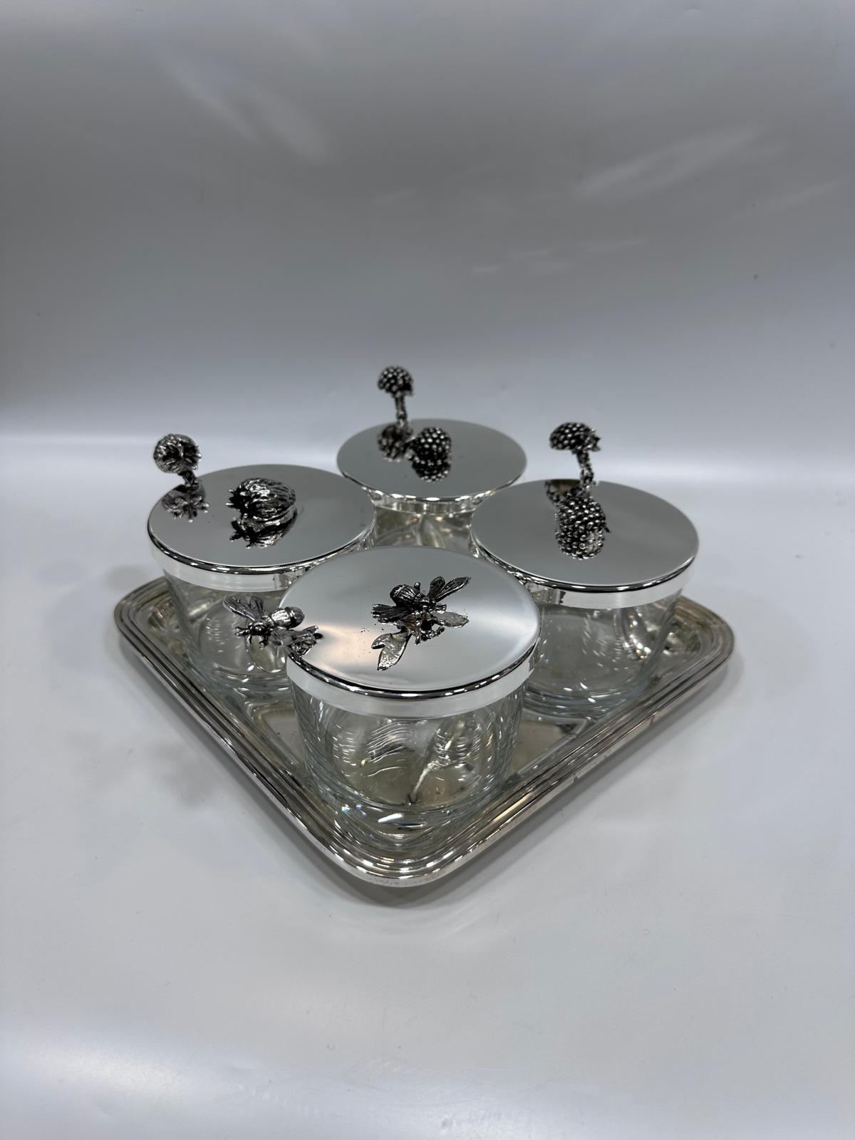 Silver Plated Set of Jam and Honey Bowl