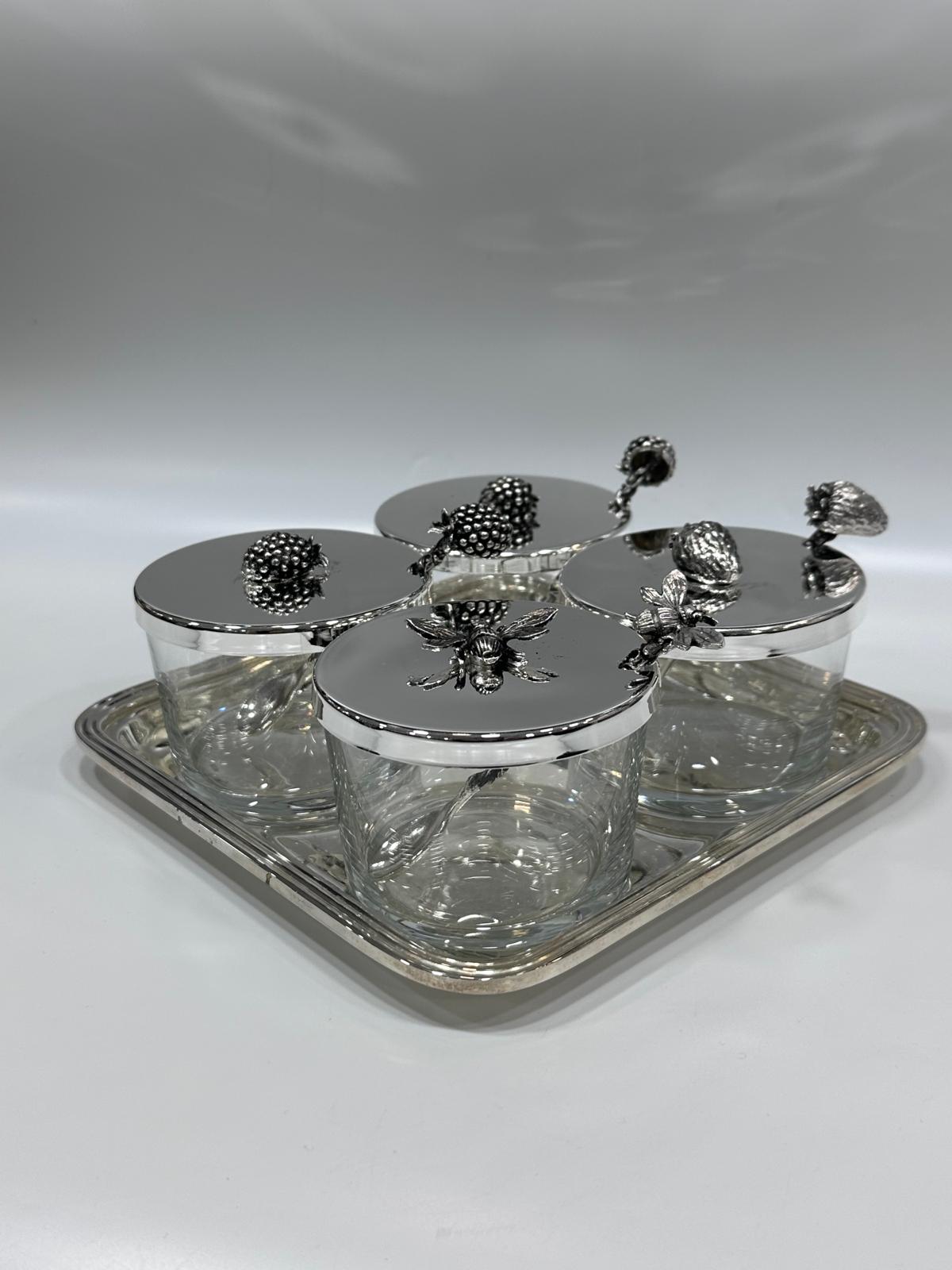 Silver Plated Set of Jam and Honey Bowl