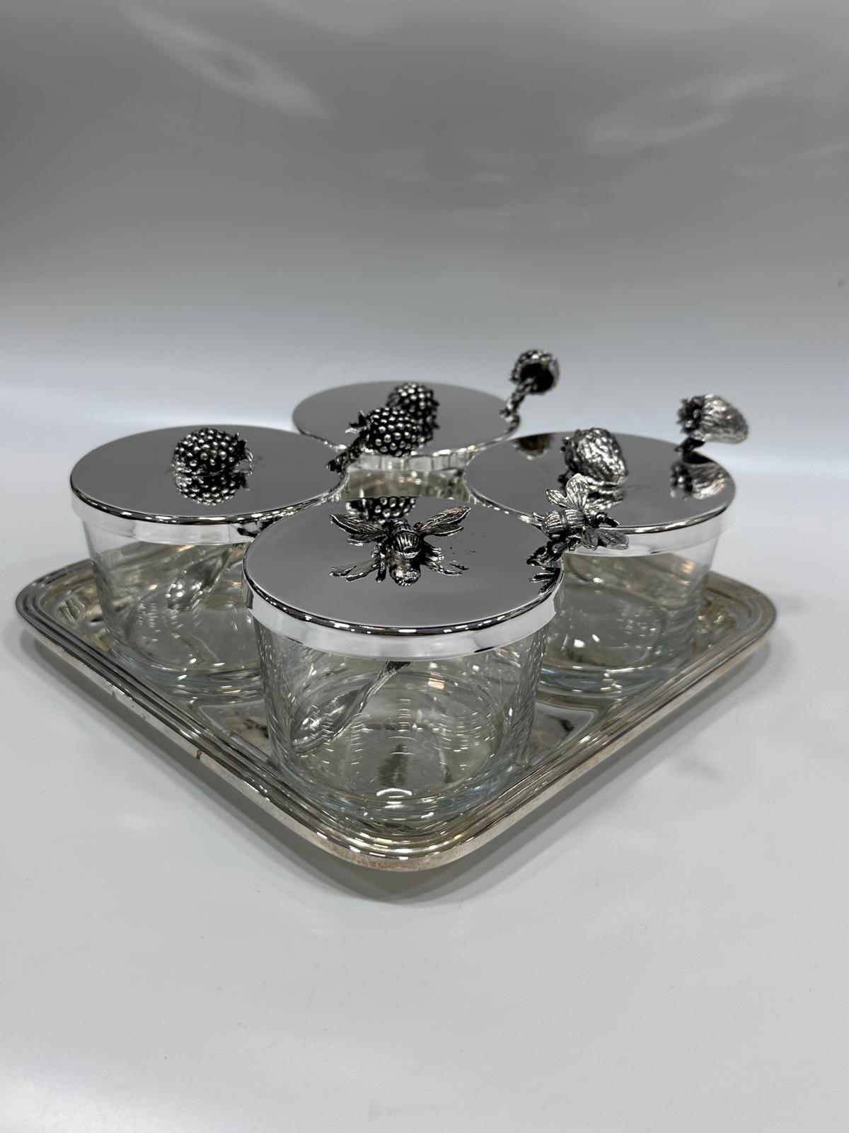 Silver Plated Set of Jam and Honey Bowl