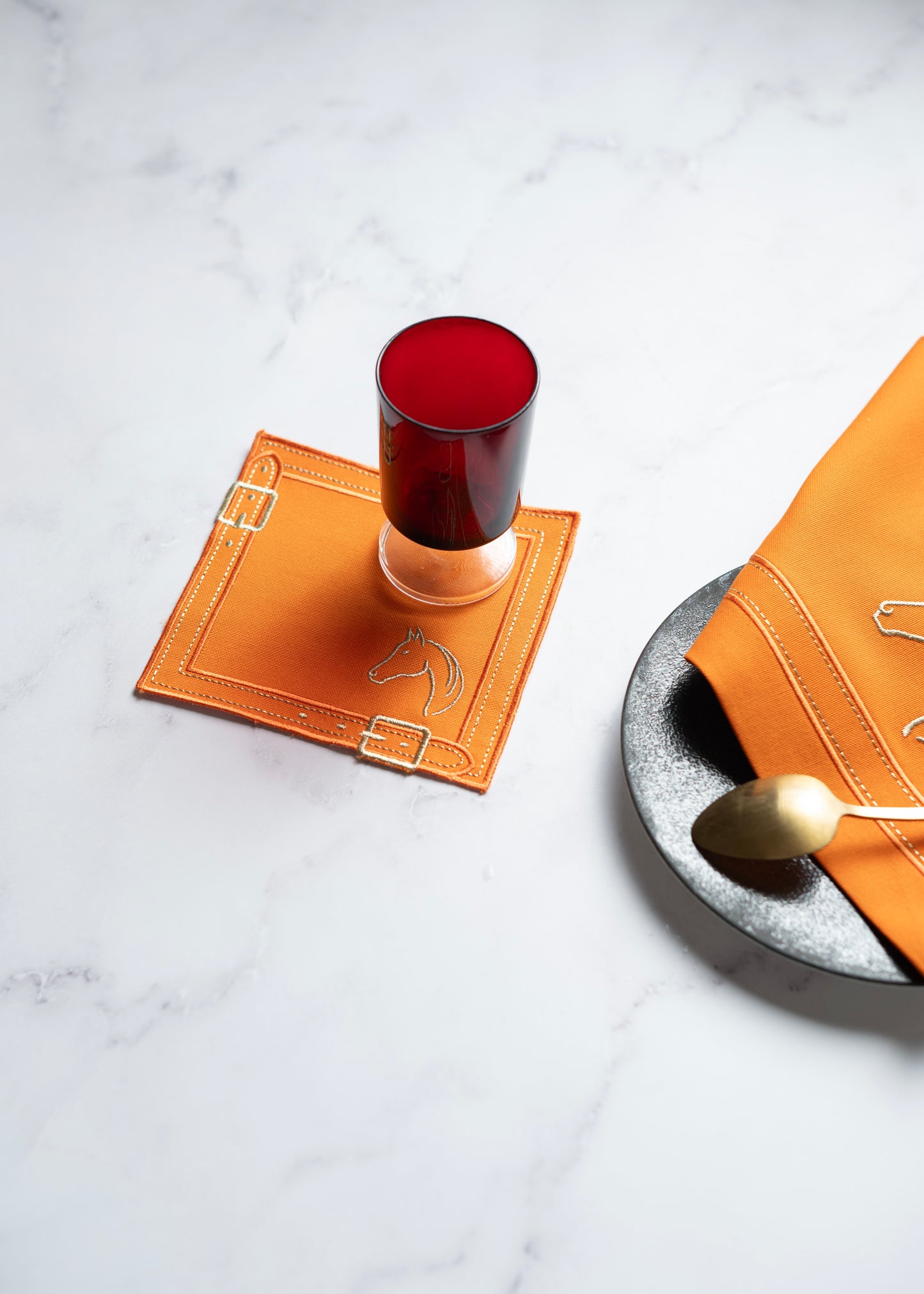 Cheval d'Or Orange Cocktail Napkin Set of 2
