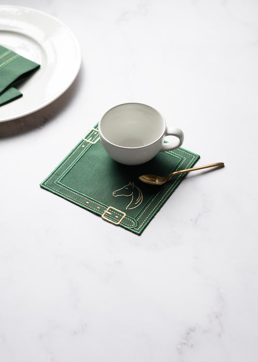 Cheval d'Or Green Cocktail Napkin Set of 2